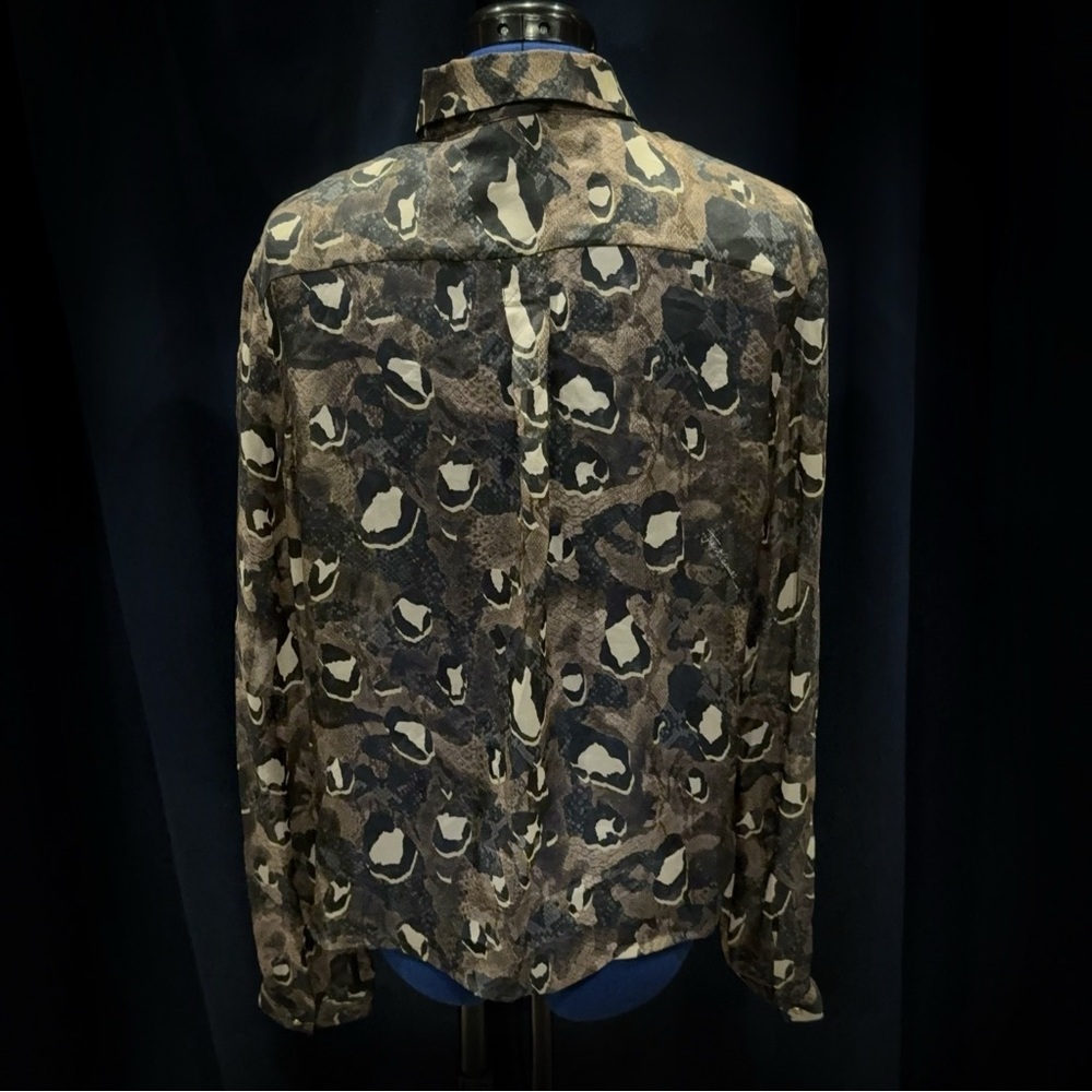 Just Cavalli Silk Sheer Reptile Print Blouse (M) - Picture 4 of 7